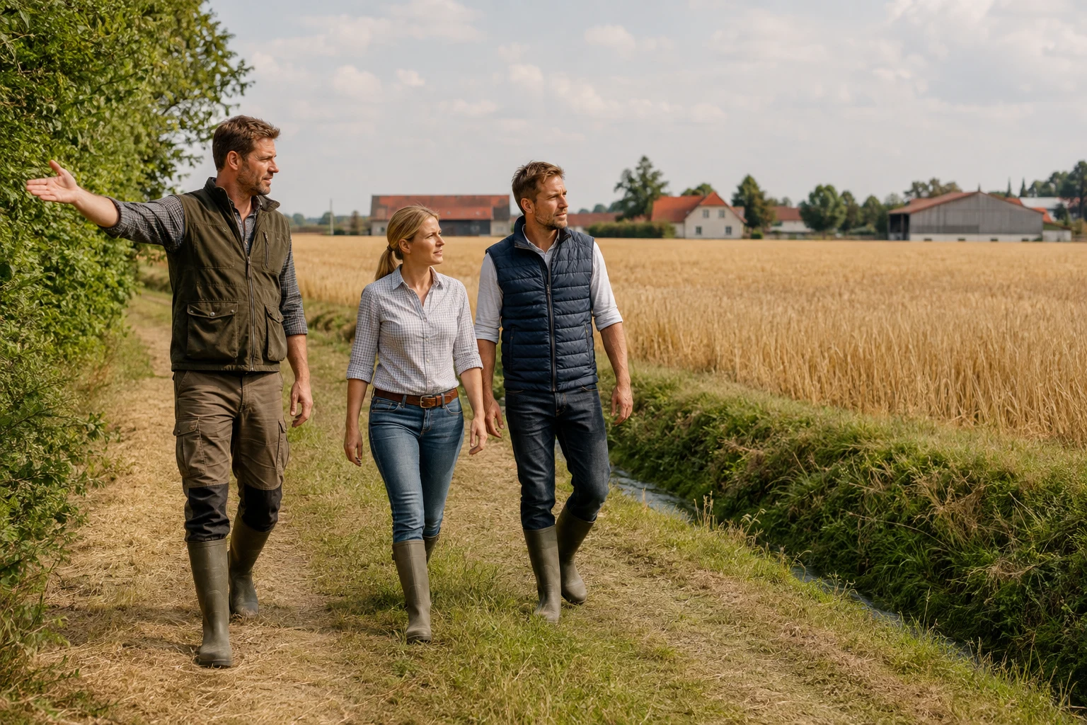 Landwirte besichtigen Ackerland als möglichen Zuerwerb in Österreich